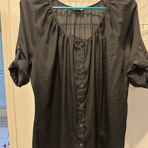 Express Black Women's Blouse with Button Detail